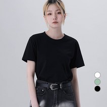 어썸어라운드 여성용 기본 라운드 무지 반팔 티셔츠