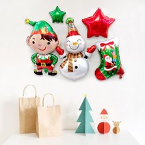 와우파티코리아 눈사람 크리스마스 풍선 세트, 혼합색상, 1세트