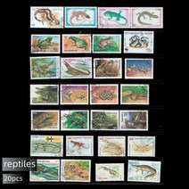 희귀 우표 세계 각국의 다양한 국가 공룡 곤충 오래된 1940-1990 년 수집가 116038, 파충류
