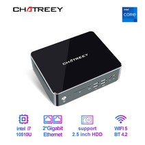 Chatreey-미니 pc i7 10510U i5 10210U Nvme SSD 윈도우즈 11 게임용 데스크탑 컴퓨터 2xGigabit 이더넷, 03 i5-10210U_02 AU, 08 64G Ram 1TB SSD