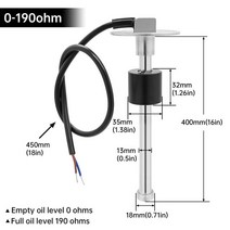 유면계 유량계 스테인레스 스틸 연료 레벨 센서 100-600MM 0-190 ohm 52MM 연료 레벨 게이지 해양 보, 13 400mm Sensor