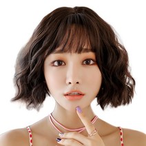 공장 가발 여 짧은 곱슬머리 옥수수펌 보보 웨이브머리 내추럴 리얼 화섬 가발머리 커버 현품, 허니푸딩(헤어헤더블랙)30CM