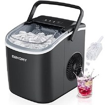 EUHOMY 제빙기 6분 안에 얼음 조각 9개 휴대용 가정 주방 캠핑, 뉴블랙, 25.5파운드