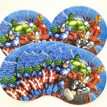 10pcs avengers 파티 용 종이 접시, 6pc Horns