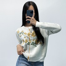 오오엘 여성용 라운드 블라썸 가디건