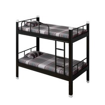 철제 2층 침대 성인용 벙커 프레임 사다리 복층 튼튼한, 1m x  2m 검정색 침대판 + 매트리스