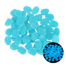 어둠 속에서 빛나는 정원 자갈 25 개 산책로 경로 파티오 잔디 마당 장식 돌, 25pcs, Blue