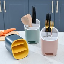 알록달록 파스텔톤 북유럽 스타일 3칸 물빠짐 수저통, 네이비