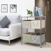 TOPIA HOME 선반용 옷장 정리함 및 보관함 로프 손잡이로 정리용 접이식 보관 바구니 3팩 패브릭 큐브 정리 상자 라지 그레이 TP02DG 길이 37.6cm(14.
