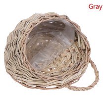 꽃화분 벽걸이 고리 버들 라탐 바구니 정원 덩굴 냄비 식물 홀더, 04 Gray