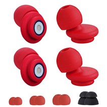 Holotap 소음방지 귀마개 실리콘 이어플러그 2쌍 세척 및 재사용 가능, 빨간색