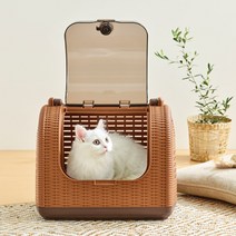 릿첼 라탄 패턴 초소형 강아지 고양이 이동장 이동가방 켄넬, 브라운