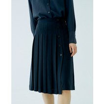 22SS [THE.H] 네이비 버튼다운 플리츠 스커트 HSSK2B203N2