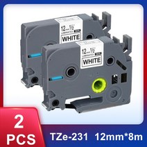 카트리지 호환 1/2 PCS TZe-231 형제 라벨 테이프 프린터 12mm 흰색 tz231 tze231 PT-H100 메이커 용 PT-D200, [02] 2 PCS TZe-231, [01] 12mm