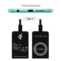 DU Qi 무선 충전 수신기 아이폰 6 7 플러스 5s 마이크로 USB 타입 C 범용 빠른 충전기 삼성 화웨이 Xiaomi Q, Type C