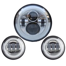 할리 투어링 일렉트라 글라이드 로드 킹 스트리트 7 인치 LED 헤드라이트 흰색 DRL 4.5 할로 안개등 어댑터 링, chrome A with DRL