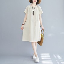 스트라이프 벌룬반팔원피스 캐주얼 여름 시원한 빅사이즈 린넨 롱치마 나일론원피스 바스락소재