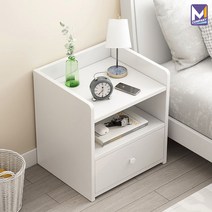 MCOMPANY 침실 거실 쇼파 미니 협탁 침대 옆 사이드 테이블 유럽풍 선반 엔틱 모던 화이트 서랍장 거실장 인테리어 수납장 와이드 보조 간이 원목 책상 북유럽 열쇠 잠금 A01, K_화이트 협탁