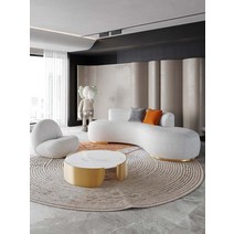 유럽 양 벨벳 곡선 소파 미용실 사무실 대기실 리셉션, 슬레이트 커피 테이블