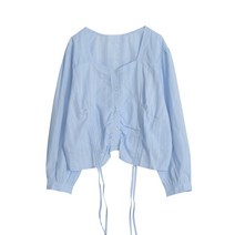 XL ~ 4XL 여성 의류 스퀘어 칼라 끈 셔츠