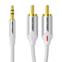 벤션 실버 프리미엄 3.5mm 스테레오 to 2 RCA 오디오 케이블 BCNI, BCNIK-8m