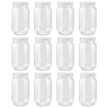 SMART SOLUTIONS 투명 플라스틱 메이슨 병 (532 3ml(18온스) 12팩) | 스크류 온 밀폐 뚜껑 포함 리필 가능 BPA 없음 공예 허브 슬라임 음식 및 액체에 적, 18 oz 12 Pack