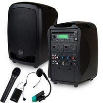 CDP내장 포터블 앰프스피커 AT-310N MAX파워 150W 900메가 2체널 핸드+벨트형 마이크2개 카날스 - STM, 마이크선택4) 핸드+헤드셋+색소폰용