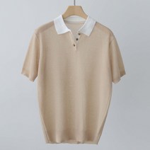 제니트 여성용 루즈핏 데일리룩 반오픈 반팔 쁘아배색카라넥 니트 n1862