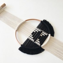 인테리어편집샵 나무 라운드 목화 벽 Macrame 태피스 트리 손으로, 20x30x120cm, 흑백 b, 06 Black and white B