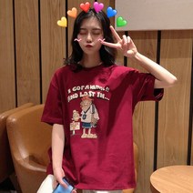 박시반팔티 유럽 화물 빅 판 t셔츠 여성 트렌드 와이드 루즈핏 인싸템 하라쥬크 무드 상의 1832852611