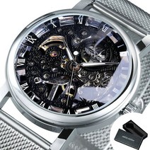 스위스시계 여성메탈시계 명품 시계 승자 투명 골든 케이스 해골 남성용 가죽 스트랩 남성용 탑 브랜드 럭셔리 기계식 часы мужские