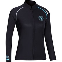 프리다이빙슈트 웻슈트 웻수트 Wetsuit Top 남성용 1.5mm 네오프렌 잠수복 재킷 전면 지퍼 긴소매 수영, 02 Women Black_07 X-Large