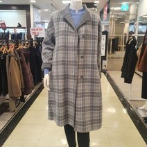 이랜드 [샤트렌(CHATELAINE)]여성 겨울 박스핏 롱 코트 핸드메이드 하이넥라인 체크패턴/울산점_울산점