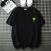 데일리 반팔티 빅사이즈 오버핏 남녀공용반팔셔츠 네잎클로버 루즈핏 남여공용 커플룩