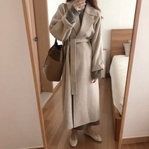비주샵 여성 루즈핏 모직 벨트 롱코트 Z-22