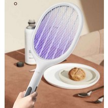 충전식 전기 모기채 파리채 캠핑 가정용 휴대용 퇴치, 그레이 모기 트랩 램프 6개