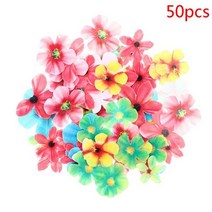 케이크픽 케이크장식 생일케이크토퍼 혼합 식용 꽃과 나비 웨이퍼 쌀 종이 케이크 토퍼 생일 파티 장식 도구 주방 액세서리 50 개 100 개, B