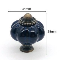 방문고리 가구 화장실 손잡이 엔틱 34mm 호박 세라믹 + 아연 캐비닛 핸들 빈티지 주방 찬장 도어 당겨 서랍 패션 핸들 하드웨어, 짙은 청록색