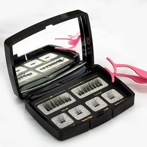 자석 마그네틱 속눈썹 보이지 않는 핀셋이있는 밍크 밍크 두꺼운 전체 스트립, 24p