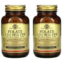 Solgar Folate 솔가 엽산 800mcg 250ct 베지 캡슐 2개