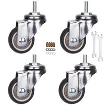 운반 바퀴 스템 캐스터 360도 회전 TPR 휠 미터법 M6-1.0x15mm 스레드 로드 교체 산업용 카트 가구 돌, 02 브레이크 없이 3.8cm(1.5인치)
