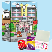[소워니놀이터] 행복한 우리 학교 스퀴시북 DIY 만들기, 기본구성+손코팅지40장+양면테이프+투명테이프
