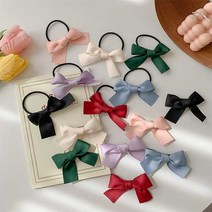 새틴 리본 컬러 보우 미디움 머리 끈 헤어핀 집게핀 실핀 밴드
