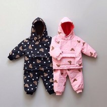 에스비 유아 스키복 세트 곰돌이 스키 바지 아기 겨울 보드 눈썰매 방한 스키복 패딩 바지 팬츠