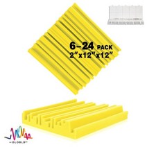 흡음판 흡음 보드 차음재 흡음재 벽 패널 방음 폼 스폰지 패드 광대역 장치 팩 어쿠스틱, 6 개 With Tapes, Yellow, High Density