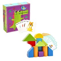 투키 블럭 플레이 동물 6면 큐브 퍼즐 쌓기 두돌 베이비 몬테소리 유치원 어린이집 교구, 선택1-동물 6면 큐브퍼즐