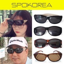 스포코리아 안경위에쓰는 선글라스 편광렌즈 미러렌즈 남녀공용 낚시 스포츠 등산 골프 바이크 운전용 자외선 차단 SPH0385, ⑧ 올블랙테 + 스모그렌즈