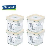 글라스락 글라스락베이비 눈금이유식용기 큰용량 사면결착캡 270ml_4조, 4개
