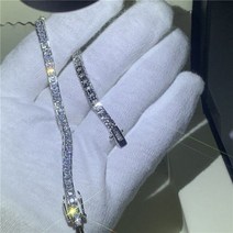 테니스 팔찌 데일리 티타늄 큐빅 발찌 스포츠 여성용 다이아몬드 925 스털링 실버 화이트 골드 채워진 웨딩 파티 공주 컷 4 색 쥬얼리