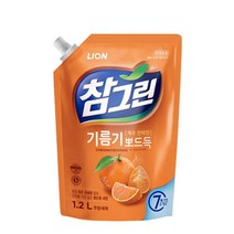 라이온 참그린 기름기 뽀드득 천혜향 주방세제 1.2L 리필, 3개